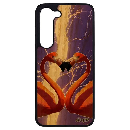 Coque Silicone De Protection Samsung S23+ Plus Bois Flamand Rose Design CUr Violet Amour Animaux Solide Portable Romantique Galaxy