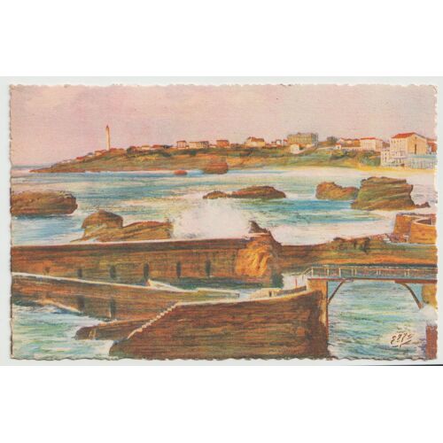 Carte Postale N°1268, Pyrénées - Océan, Biarritz, Port Des Pêcheurs Et Les Falaises Du Phare, 1949