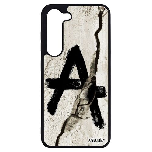 Coque Pour S23+ Plus Silicone Anarchie De Protection Homme Urbain Mur Expression Tague Rebelle Metal Fissure Noir 4g Samsung Galaxy