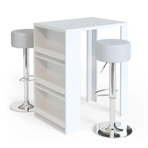 Vicco Set De Table De Bar , Blanc, 80 X 57 Cm Avec 2 Tabourets De Bar