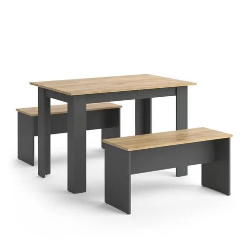 Vicco Ensemble De Tables Groupe De Sièges Ensemble De Salle À Manger Sentio Anthracite Chêne 110 Cm Table De Salle À Manger Banc