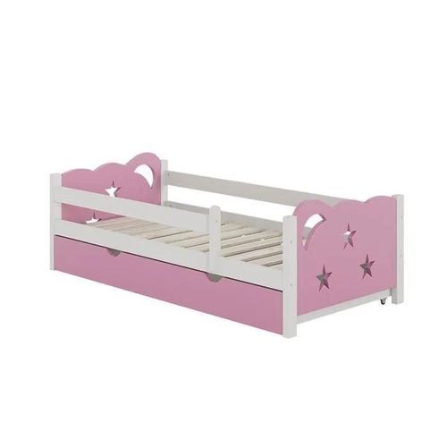 Vitalispa Lit Pour Enfant Jessica, Rose, 80x160 Cm Avec Tiroir, Sans Matelas