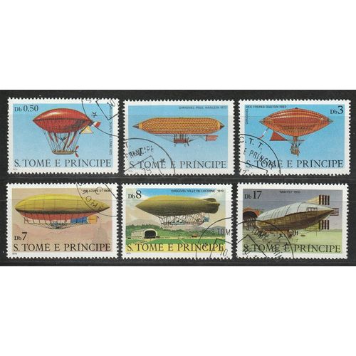 Série Complète De 6 Timbres Oblitérés 1979 Sao Tomé Et Principe. Histoire Du Dirigeable, N° 578 À 583