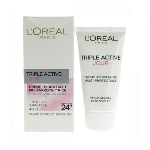 L'oreal Triple Active Jour Multi-​Protection Moisturiser Sensitive Skin - Crème Hydratante 50ml 