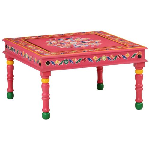 Vidaxl Table Basse Rose Bois De Manguier Massif Peint À La Main