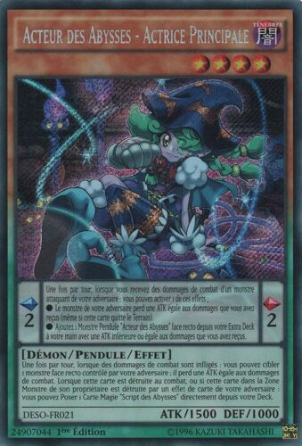 Carte Yu-Gi-Oh - Acteur Des Abysses - Actrice Principale - Deso-Fr021 Secret Rare 1ère Edition