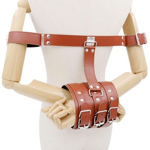 Kal-Bdsm Couples Sexe Bondage Contrainte Menottes Sexe Sangle De Bondage Réglable Esclave Femelle Conditionnement Adulte Jeux Sexuels Jouets. (Brown)