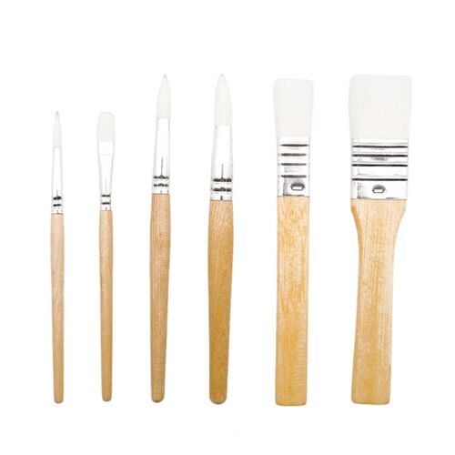 Ensemble De Pinceaux À Dessin Avec Poignée En Bois, Fournitures Scolaires, Poignée Confortable, Interconnexion, 6 Pièces