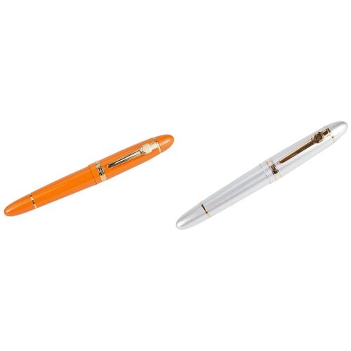 Jinhao-Stylo Plume De Bureau Avec Boîte, Stylo Plume Orange Et Argent, 159 18kgp, 0.7mm, Plume Large Moyenne, Gratuit, 2 Pièces