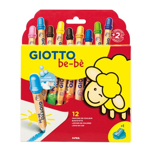Giotto Decor Wax – Boîte De 12 Pastels Rectangulaires à La Cire D’abeille, Pour Verre, Bois, Métal, Plastique