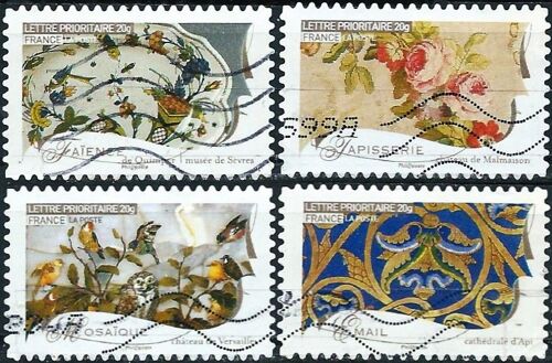 France 2009, Métiers D'art, Beaux Timbres Yvert 258 Faïence De Quimper, 260 Mosaïque, 261 Émail Et 262 Tapisserie, Oblitérés, Tbe.