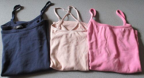 Trois Tops/Débardeurs À Fines Bretelles : 1 Marine Et 1 Beige Fluides Et Légèrement  Extensibles + 1 Rose Plus Épais - Taille M - Marques Bon Marché, New Look Et Tex - 100% Coton