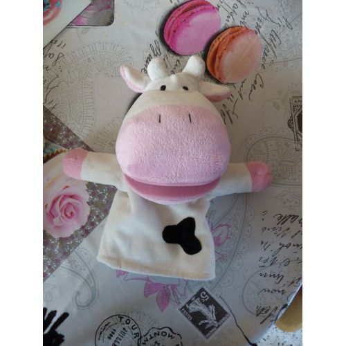 Marionnette Vache Blanche Et Noire 25 Cm