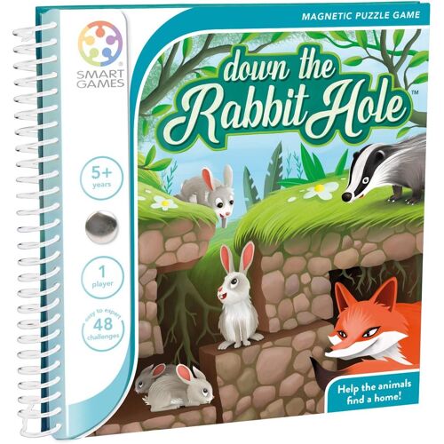 Smart Games-Down The Rabbit Hole, Magnetic Puzzle Game With 48 Challenges, 5+ Years