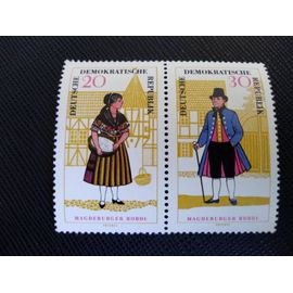 Timbre Allemagne / Rda Yt 916 - 917 Costumes Magdeburger Börde 1966 ( 090306 )