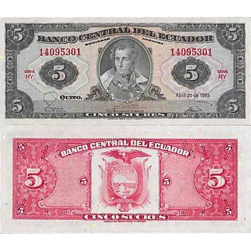 Billet De Banque Collection Equateur - Pk N° 108 - 5 Sucres