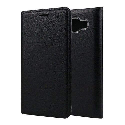 Etui A Rabat Samsung Galaxy J3 2016 Noir Full Cover Cuir Simili (Pu)