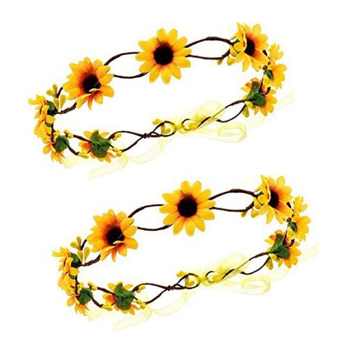 Couronne De Tournesol D'automne 2 Pièces, Accessoires De Cheveux, Diadème De Mariée, Accessoires De Vacances 