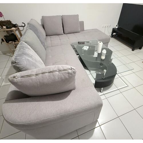 Canapé D'angle Convertible Avec Couchage Sahara Tissu Grège