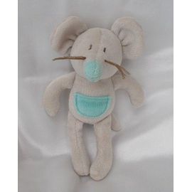 Doudou Peluche Souris Gris Et Bleu Jacadi