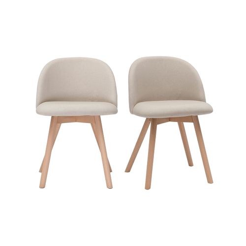Chaises Scandinaves En Tissu Naturel Et Hêtre Massif (Lot De 2) Celeste