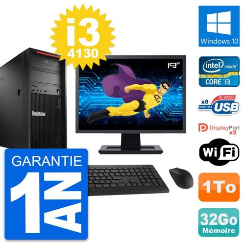 PC Tour Lenovo P300 Ecran 19" Intel i3-4130 RAM 32Go Disque 1To Windows 10 Wifi