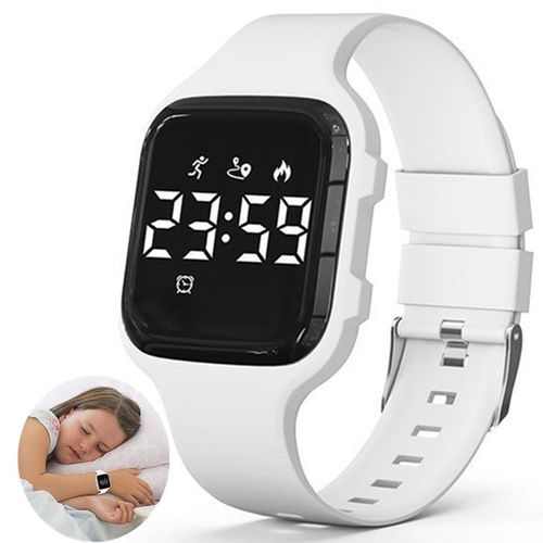 Montre Digitale Enfant Avec Chronomètre, Eclairage, Alarme, Date, Podomètres Marche Non Connecté - Montres Sport Pour Fille Garçon Avec Bracelet En Silicone