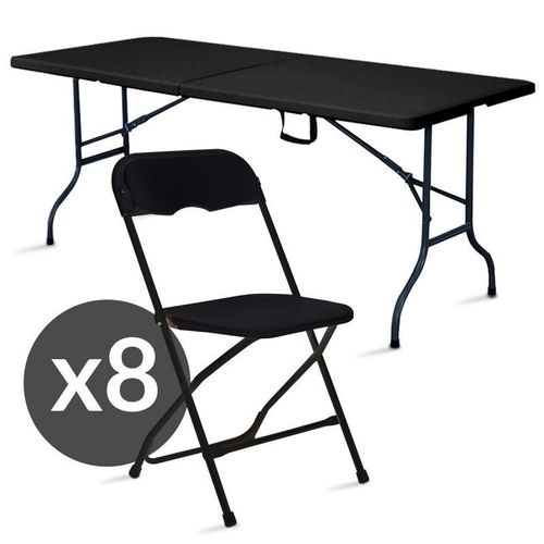 Table Et Chaise Pliante - Noir - Ensemble De Jardin Pliable