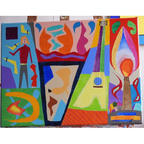 Tableau acrylique sur toile - La guitare