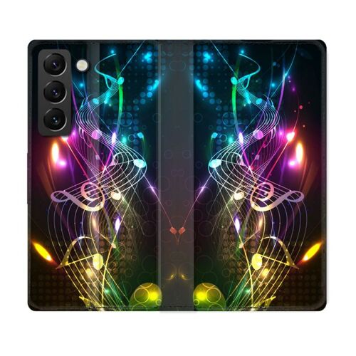 Housse Cuir Portefeuille Pour Samsung Galaxy S21 Fe Musique Partition Multicolore