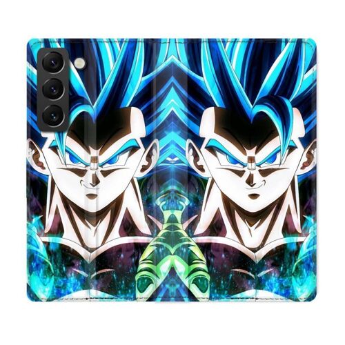Housse Cuir Portefeuille Pour Samsung Galaxy S22 Plus Manga Dragon Ball Gogeta Visage