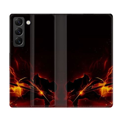 Housse Cuir Portefeuille Pour Samsung Galaxy S21 Fe Manga Demon Slayer Electric