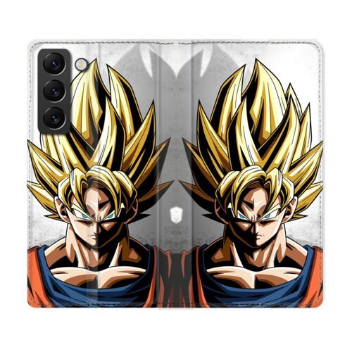 Housse Cuir Portefeuille Pour Samsung Galaxy S22 Plus Manga Dragon Ball Sangoku Portrait