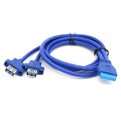 Adaptateur de câble double USB 3.0 A mâle vers carte mère, 2 ports USB3.0, 20 broches