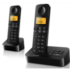 Philips D2652B/01 Dual - Téléphone Résidentiel avec Répondeur - Écran de 1,6 Pouce - Répertoire - Reconnaissance des Numéros - Numérotation Rapide - Noir