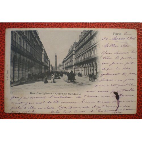 Paris (75) - Rue Castiglione Et Colonne Vendôme - Carte Postale Ancienne - Cpa