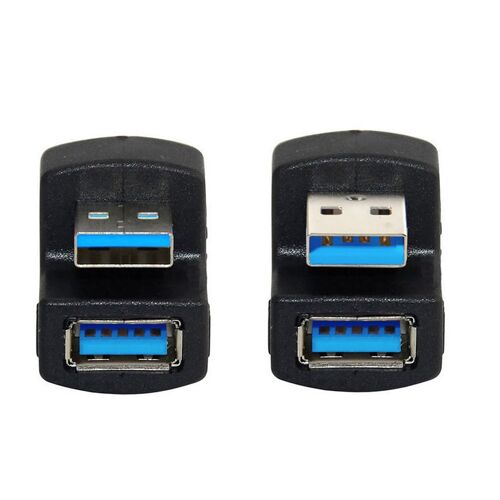 Adaptateur d'extension USB 3.0 mâle vers femelle, connecteur Super Speed, vers le bas pour périphérique USB, angle droit, résistant à 90, 2 pièces par ensemble