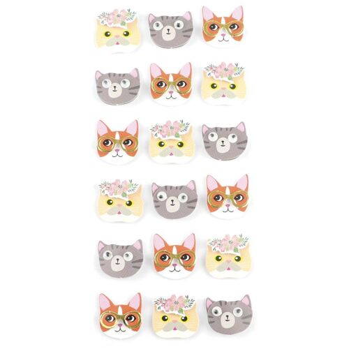 18 Mini Stickers Chats 3d 20mm