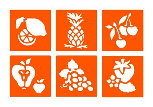 Lot 6 Pochoirs Les Fruits