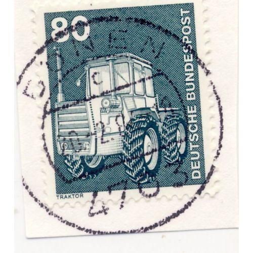 Timbre Allemagne, Bundespost : Traktor (Tracteur), Timbre Oblitéré, Valeur 80