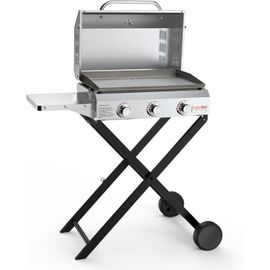 ASFASFq-Onlyfire BBQ Barbecue à Gaz | 3 Brûleurs en Inox | Zone de Cuisson 57 x 36cm | 7Kw | avec Table D'appoint, Chariot, Thermomètre, Plaque de Gril | pour Extérieur Camping Balcon