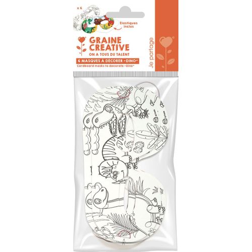 Sachet De 6 Masques Dinosaure A Colorier