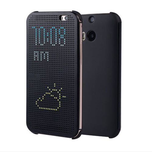 Coque Case Htc One M8s Dot View Black Noir Etui À Rabat Similu Cuir (Tpu)