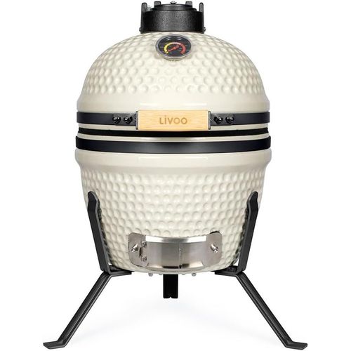 ASFASFq-Barbecue fumoir Kamado DOC330 - ø27 cm de Cuisson, Corps en Argile réfractaire, Déflecteur de Chaleur ø16 cm