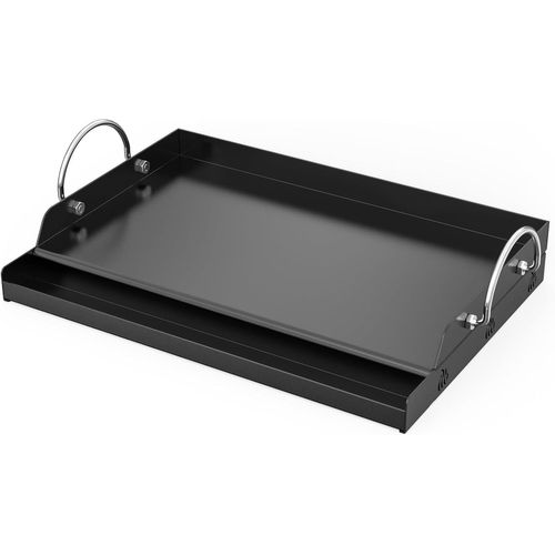 ASFASFq-Onlyfire Céramique Plaque de Gril, BBQ plancha Universelle avec Poignée, Plaque de Cuisson pour Gril à gaz et Barbecue au Charbon de Bois, Revêtement Antiadhésif, 45,6 x 32 x 7cm, Noir