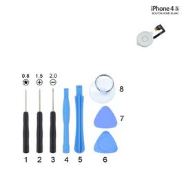 Bouton + Nappe Bouton Home Blanc + Outils Pour Iphone 4s