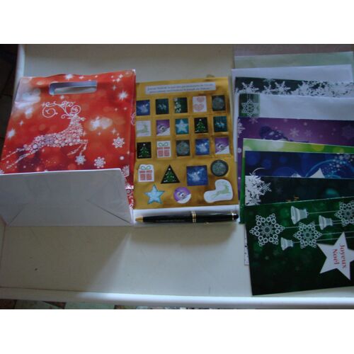  5 Cartes Postales Avec Enveloppes, Sac Cadeau 22x10cm, Stylo, Plaque Stickers Pour Décors