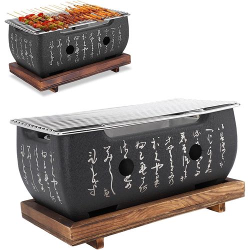 ASFASFq-Grill de Style Japonais, Poêle à Charbon de Bois, Grill BBQ Japonais Portable avec des Outils de Barbecue de Ménage de Table Japonais de Base pour Le Camping à Domicile (XL)