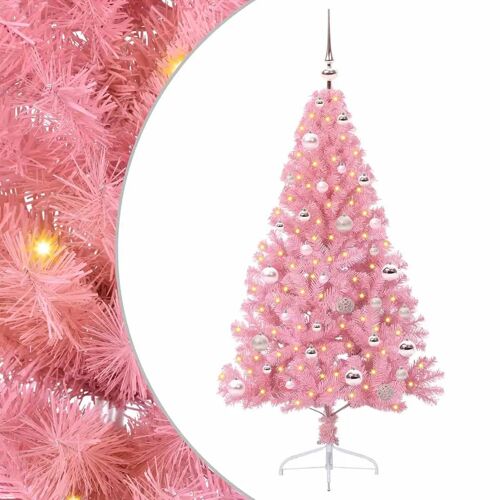 vidaXL Sapin de Noël artificiel pré-éclairé Rose 150 cm PVC