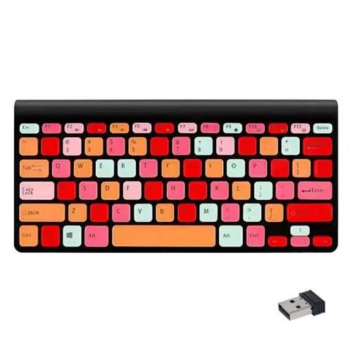Mini clé en chocolat multicolore 78 touches, sommeil automatique, léger, 2.4GHz, clavier sans fil pour ordinateur portable professionnel ou de bureau